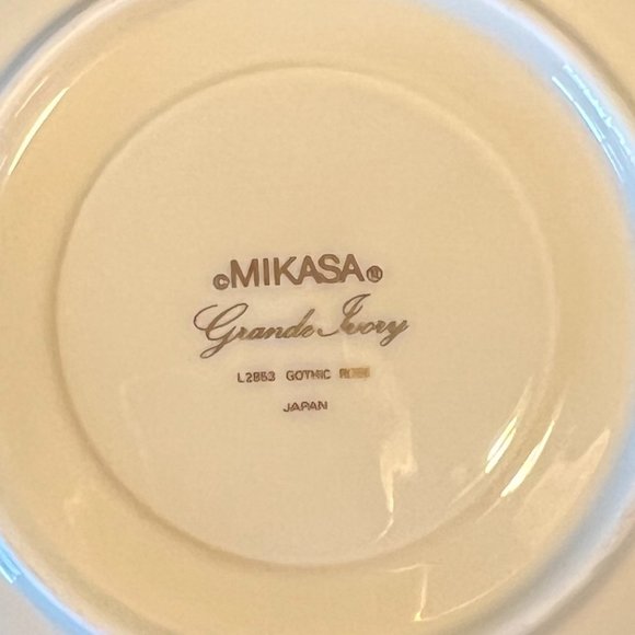 Set of 4 Mikasa GOTHIC ROSE Footed Cups & Saucers in Grande Ivory L285 ~ Japan - Picture 11 of 13